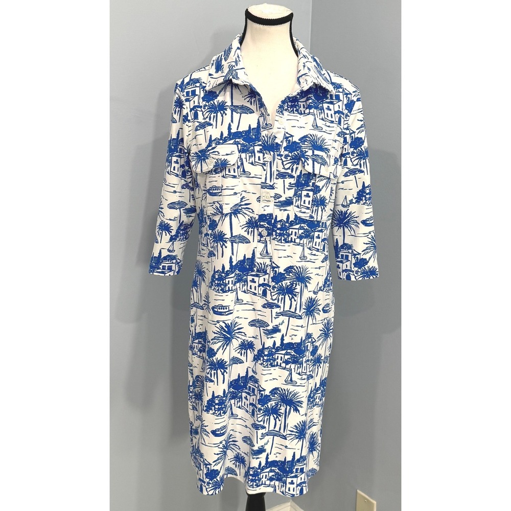 Persifor Winpenny Dress in Riviera Capri Blue Toile Size M Resort Wear